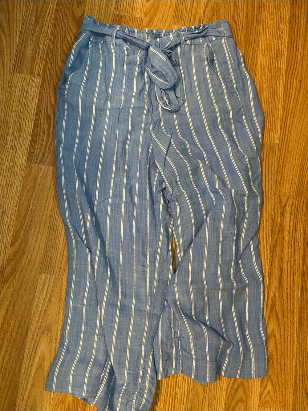 LC Lauren Conrad Blue and White Striped Tie-Waist Pants